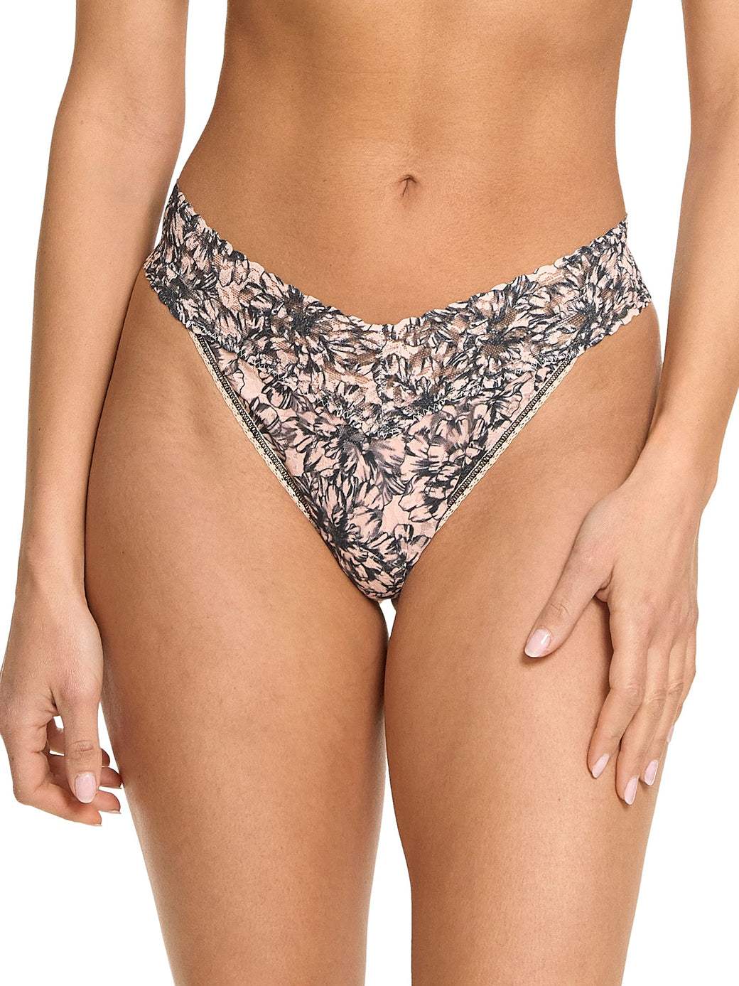 Printed Signature Lace Original Rise Thong Outline