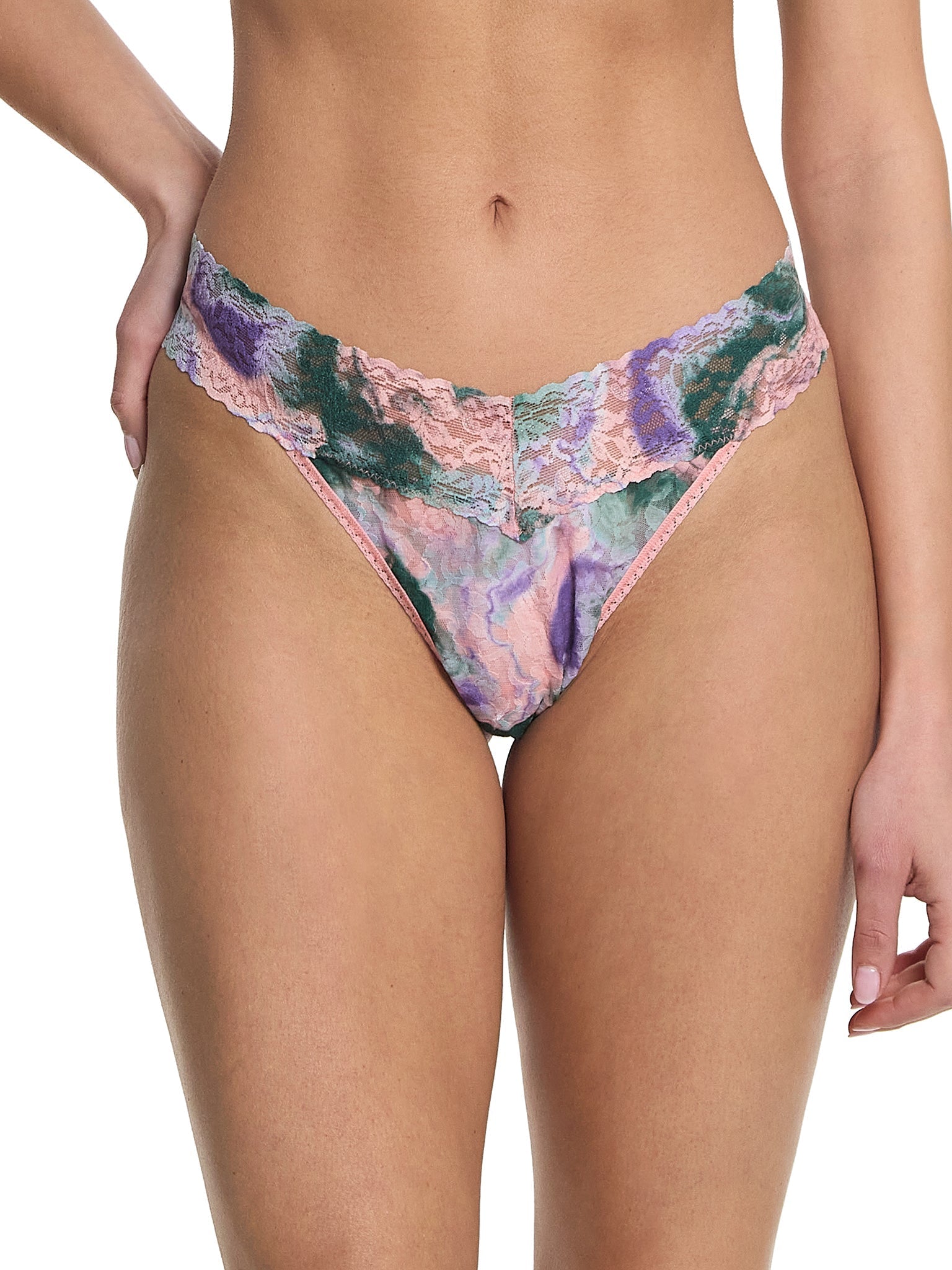 Printed Signature Lace Original Rise Thong Painter Sale