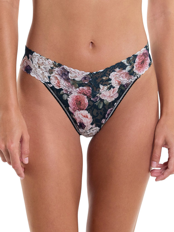 Printed Signature Lace Original Rise Thong Romantique