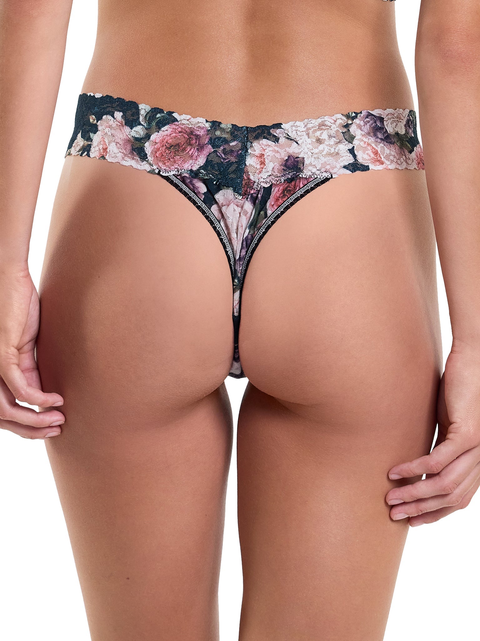 Printed Signature Lace Original Rise Thong Romantique