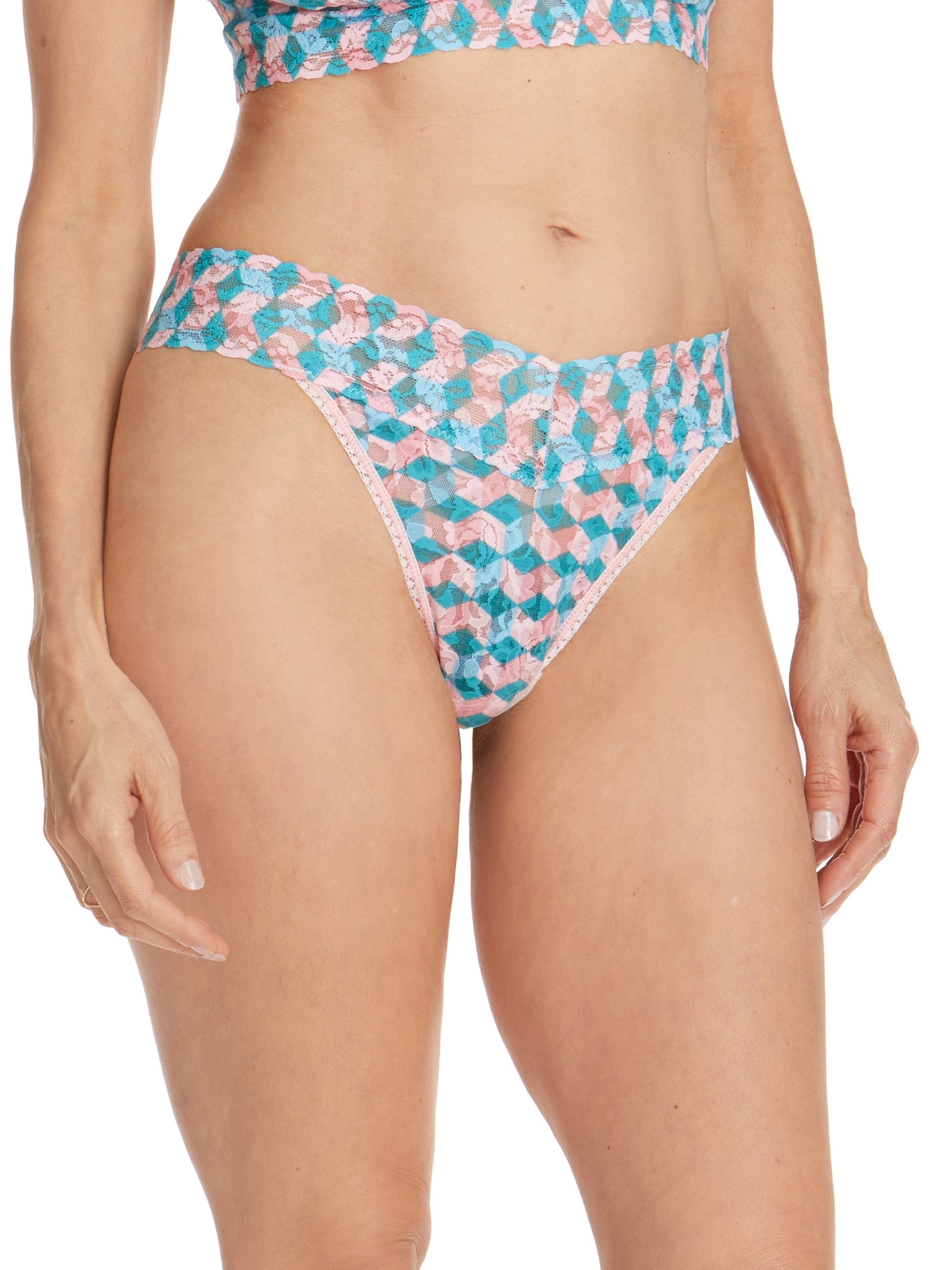 Printed Signature Lace Original Rise Thong What The Hex Sale