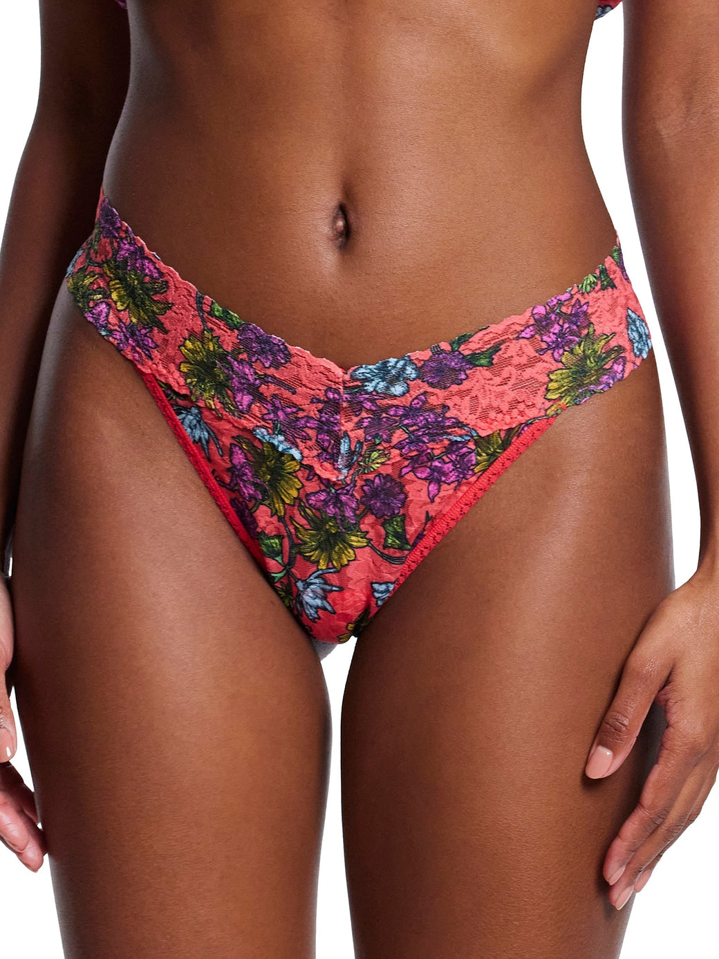 Printed Signature Lace Original Rise Thong Wonderland Blooms Sale