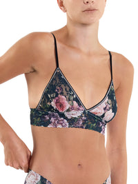 Printed Signature Lace Padded Triangle Bralette Romantique