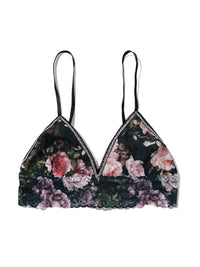 Printed Signature Lace Padded Triangle Bralette Romantique