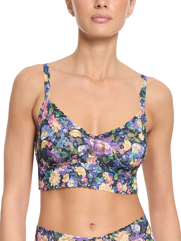 Printed V-Neck Retro Lace Bralette Dream Garden