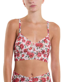 Printed V-Neck Retro Lace Bralette Je' Taime