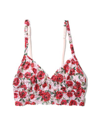 Printed V-Neck Retro Lace Bralette Je' Taime