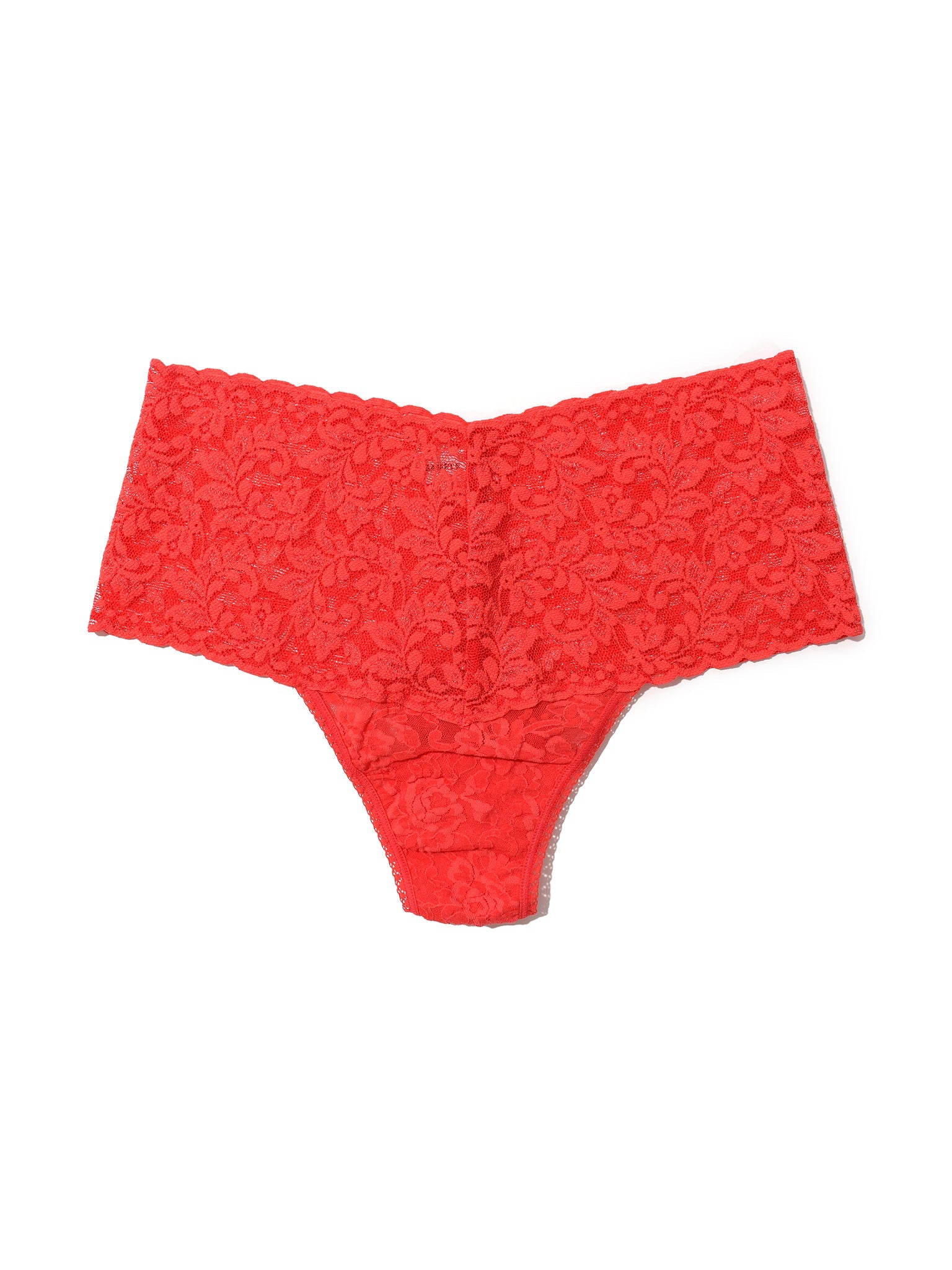 Retro Lace Thong Hibiscus Bloom Pink