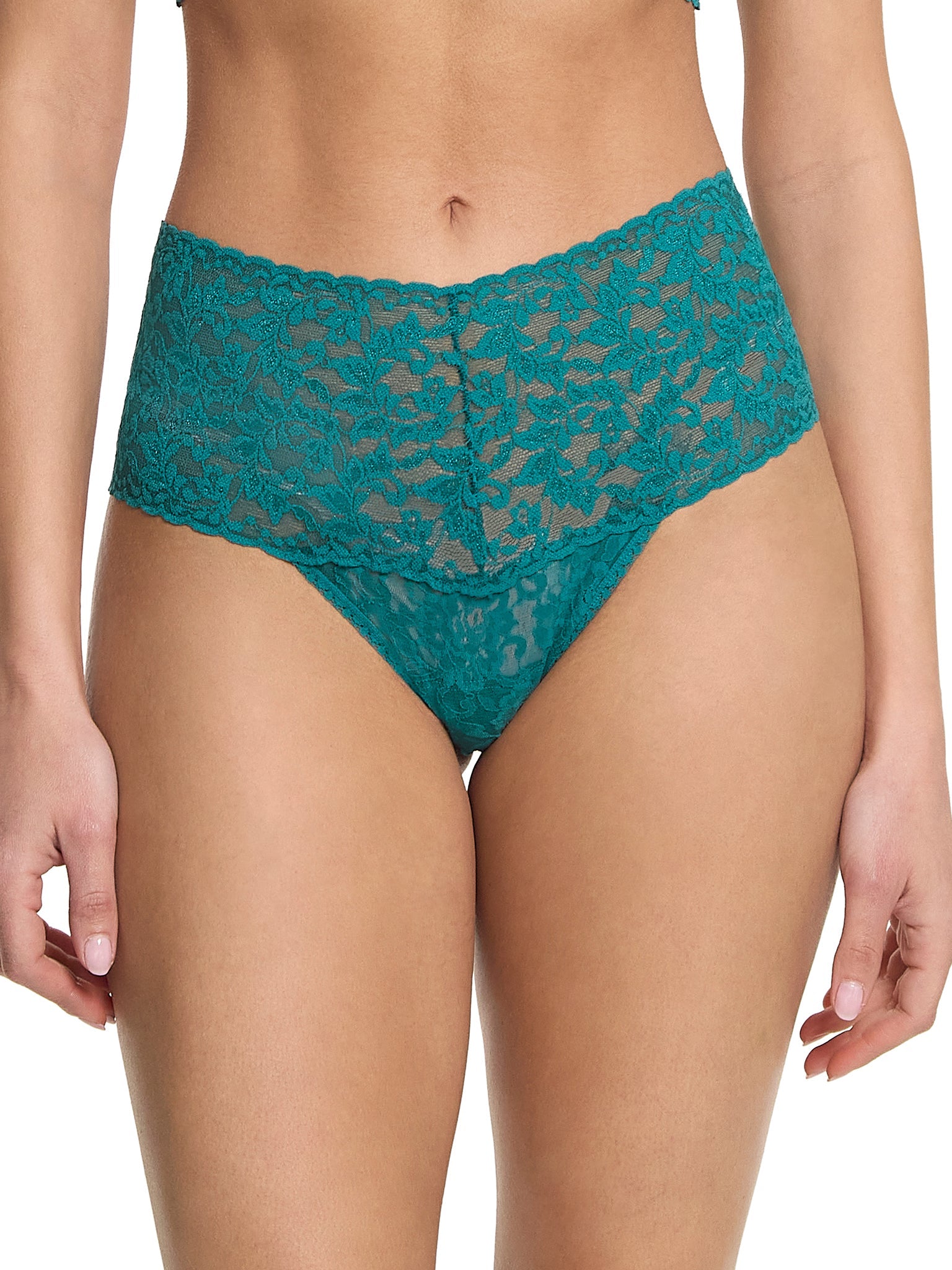 Retro Lace Thong Northern Lights Green