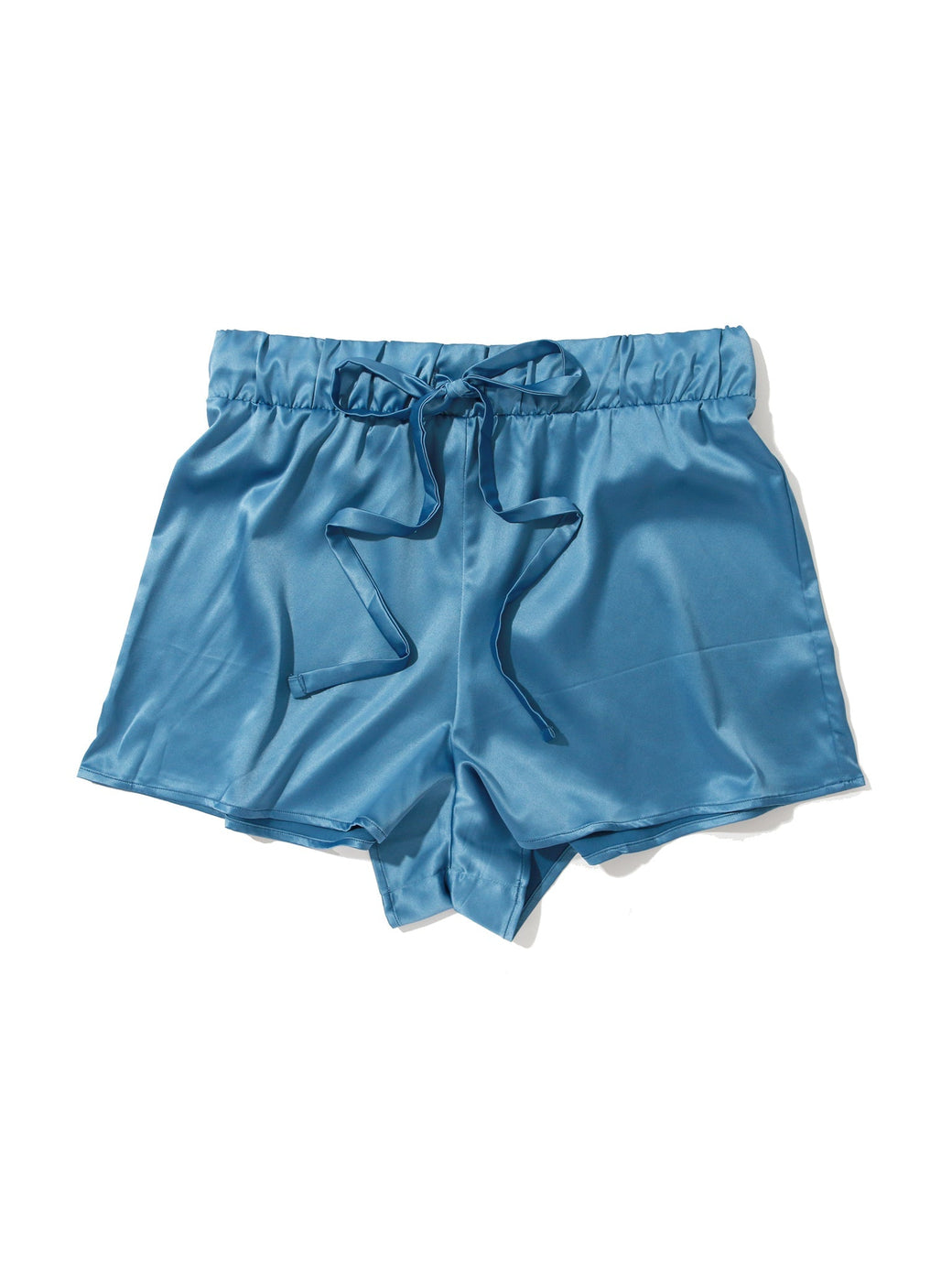 Satin Sleep Drawstring Short Bath Time Blue