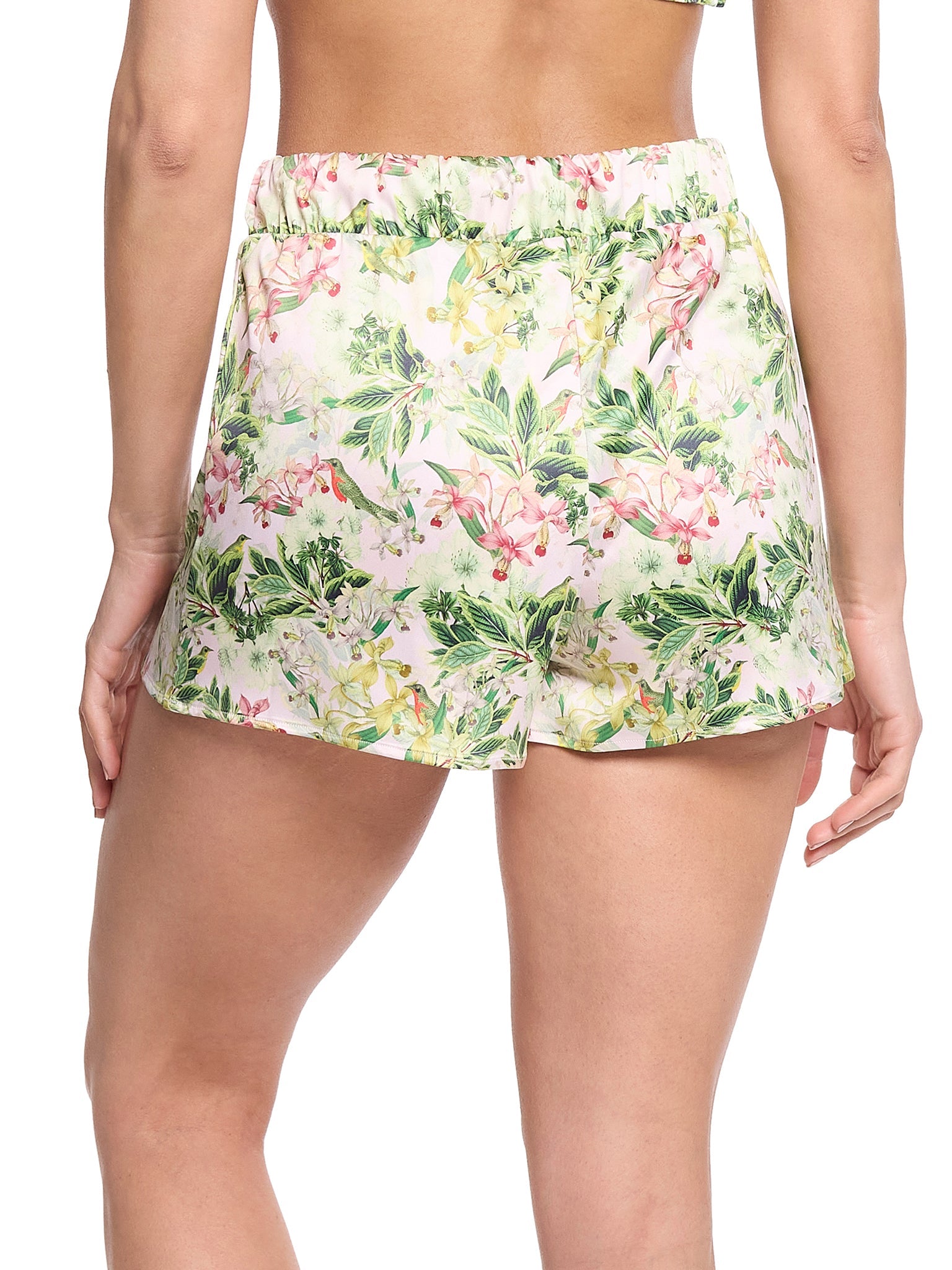 Satin Sleep Drawstring Short French Garden