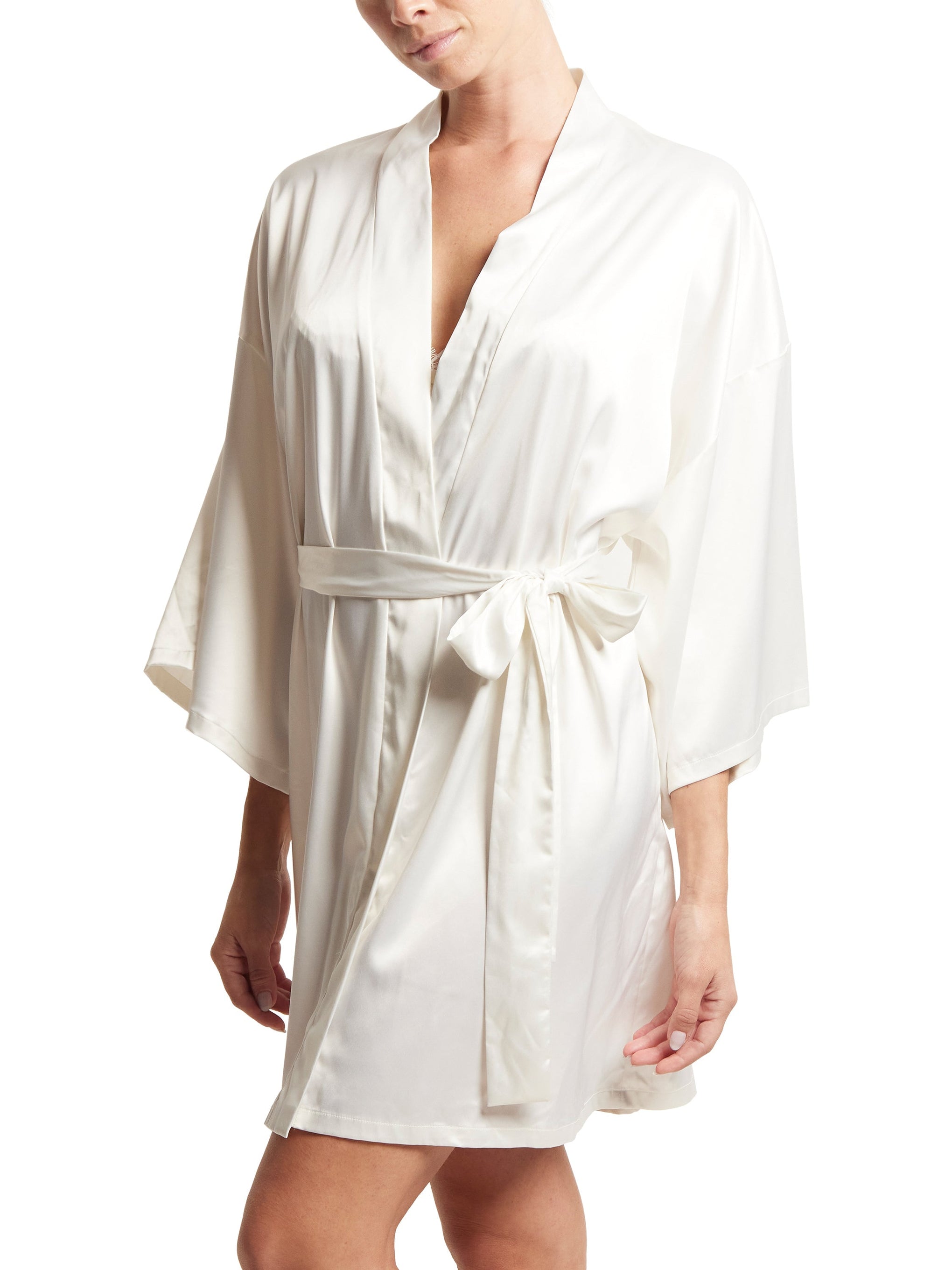 Satin Sleep Robe Light Ivory Sale