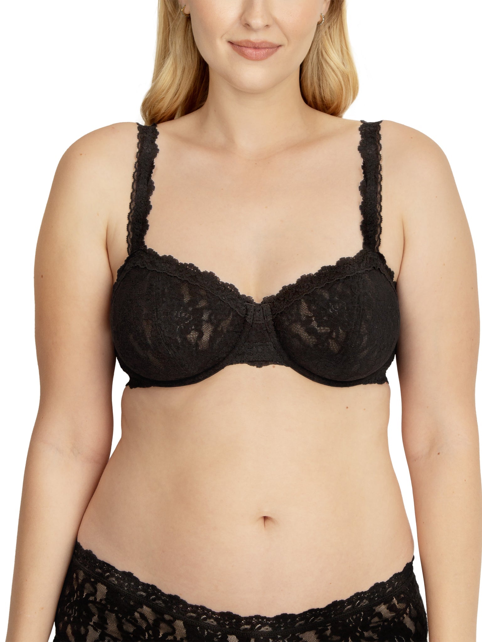 Signature Lace Balconette Bra Black