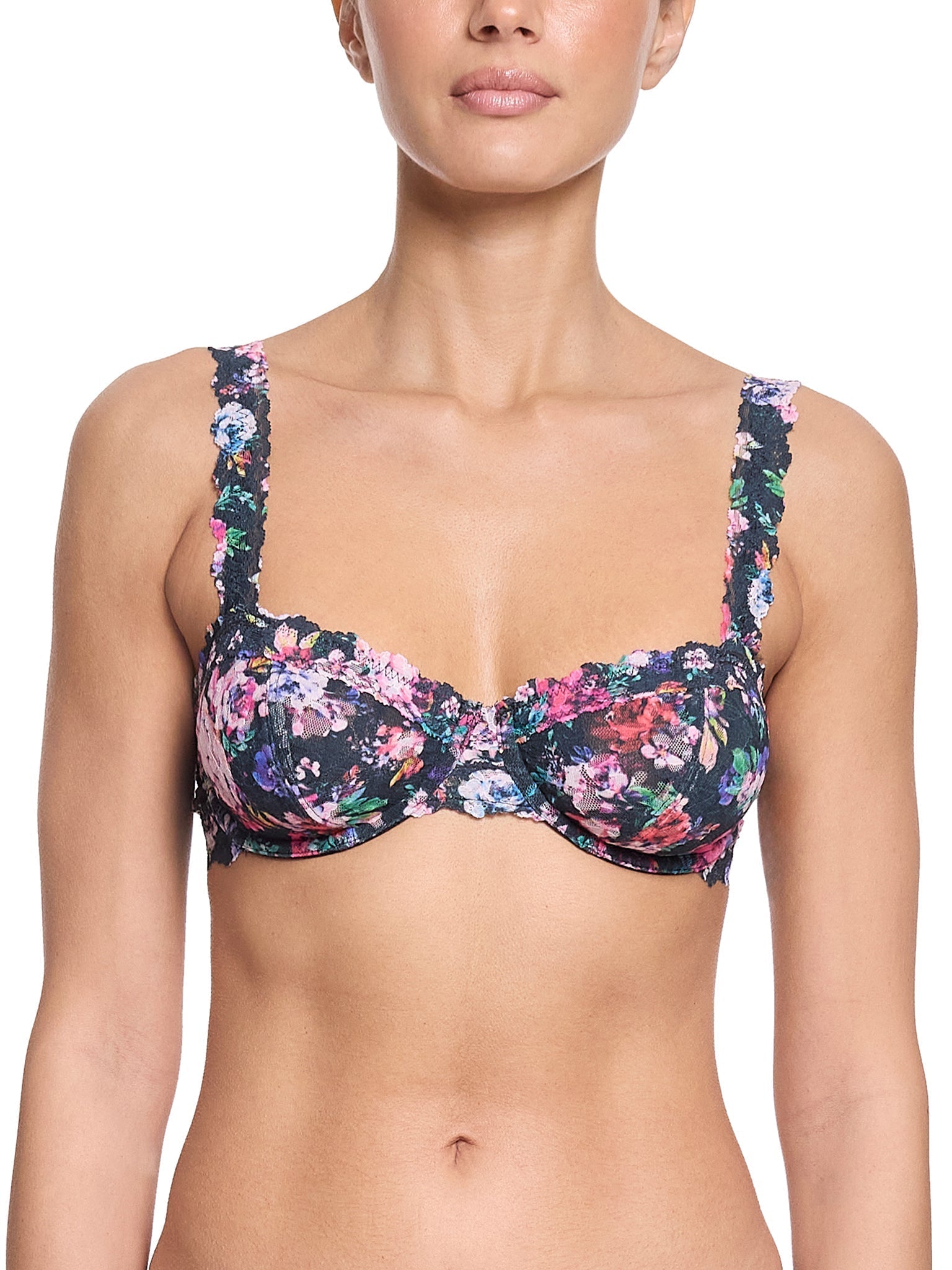 Signature Lace Balconette Bra Dark Peonies