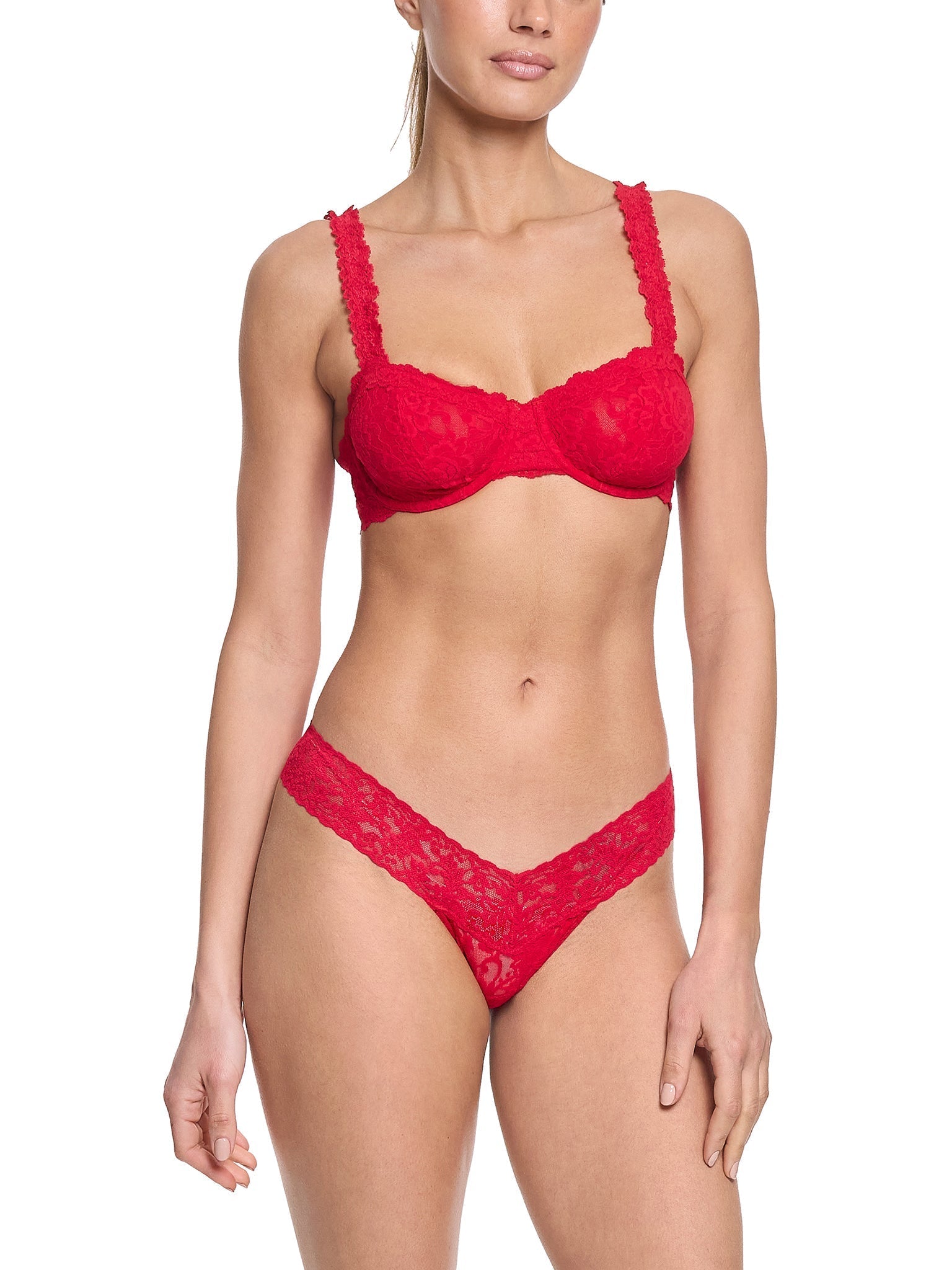 Signature Lace Balconette Bra Red