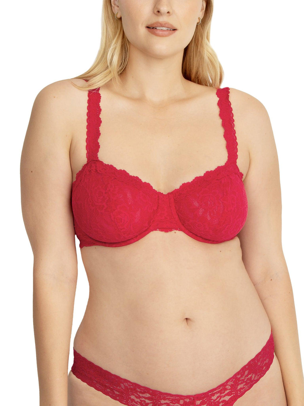 Signature Lace Balconette Bra Red