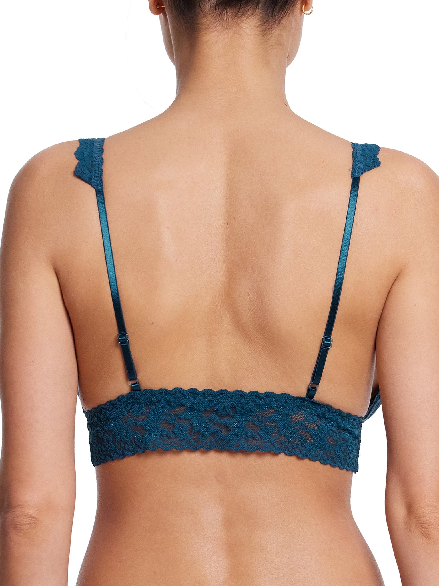 Signature Lace Crossover Bralette Riviera Blue