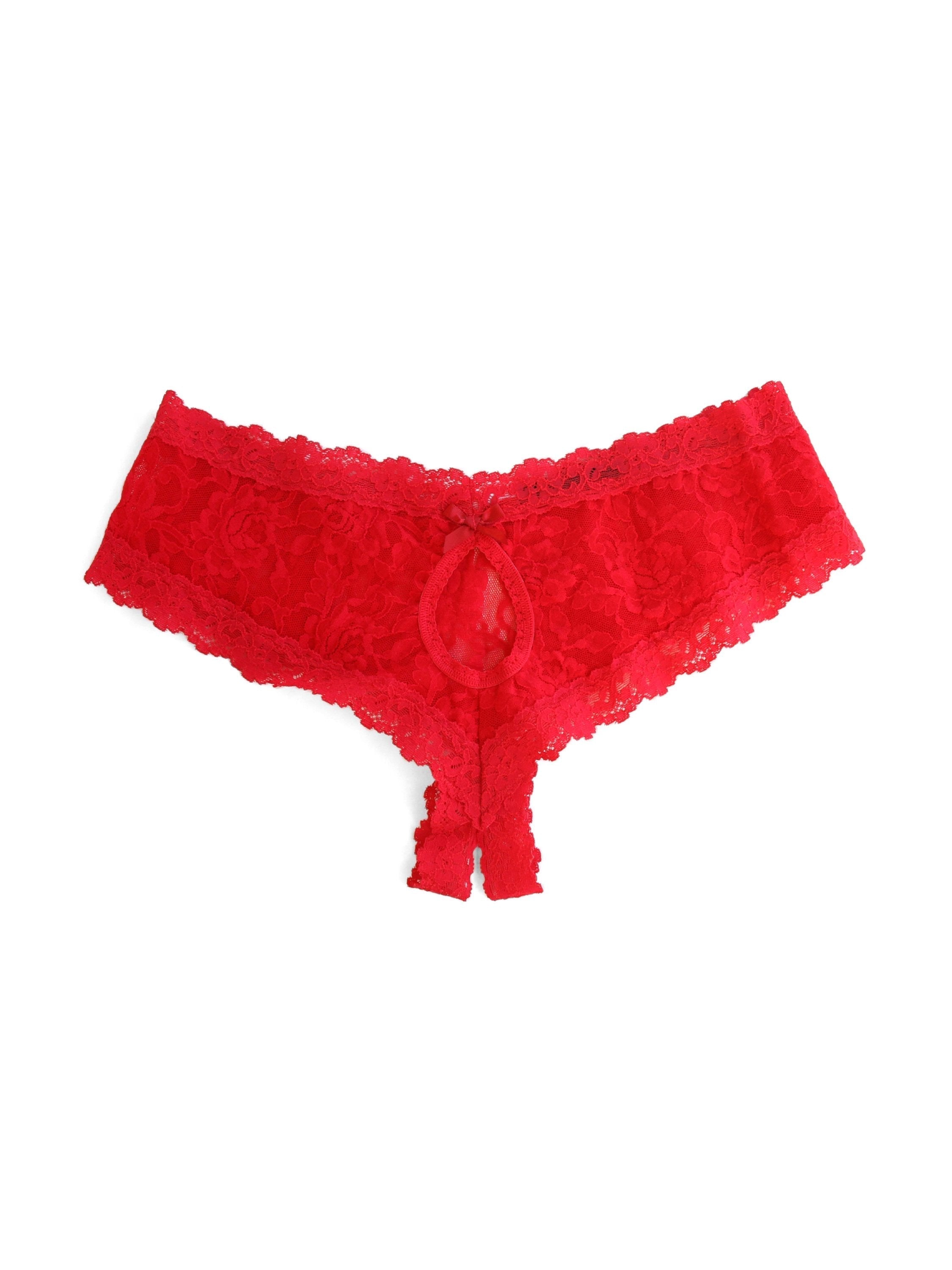 Lacy Crotchless Panty - Red