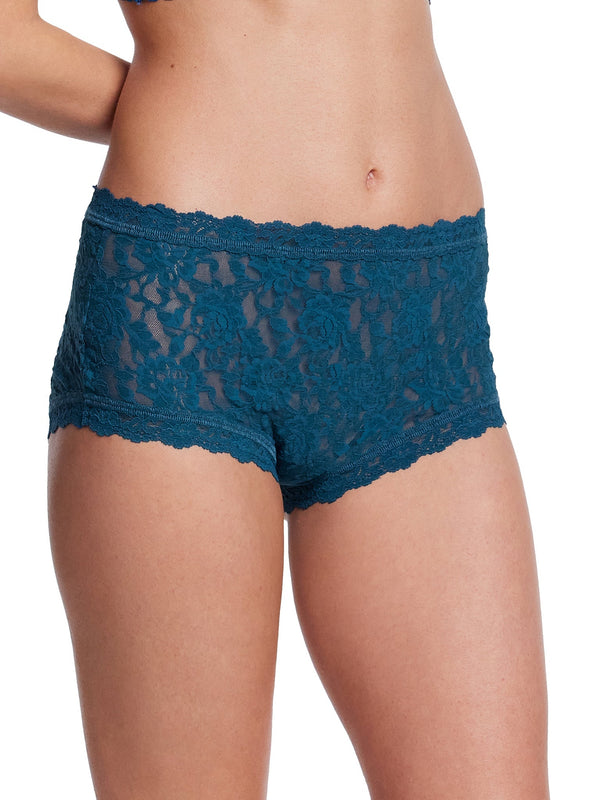 Signature Lace High Rise Boyshort Riviera Blue Sale