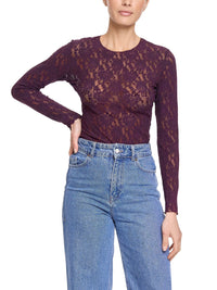 Signature Lace Long Sleeve Top Stone Fruit Purple Sale