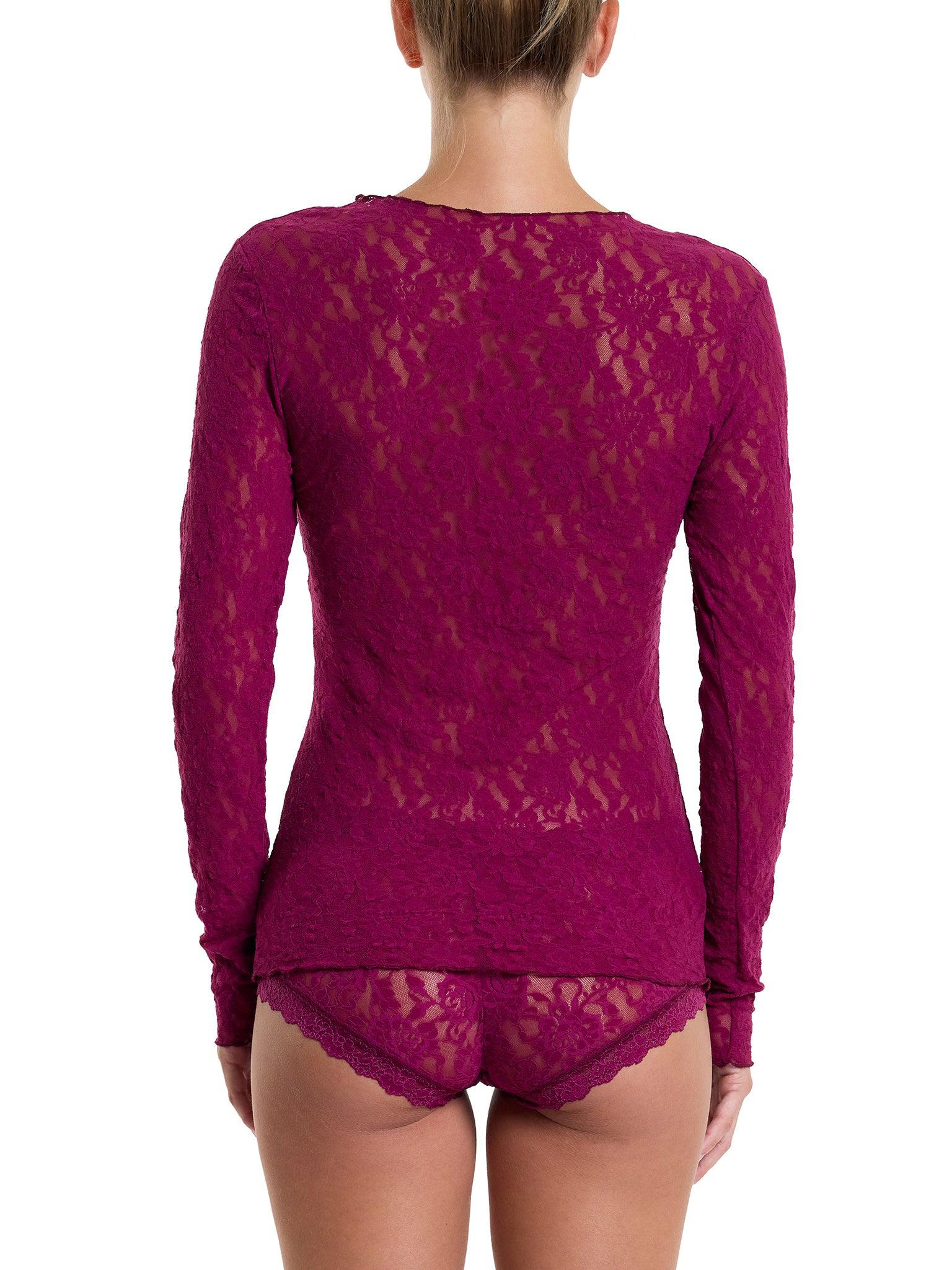 Signature Lace Long Sleeve Top Sugar Plum Red