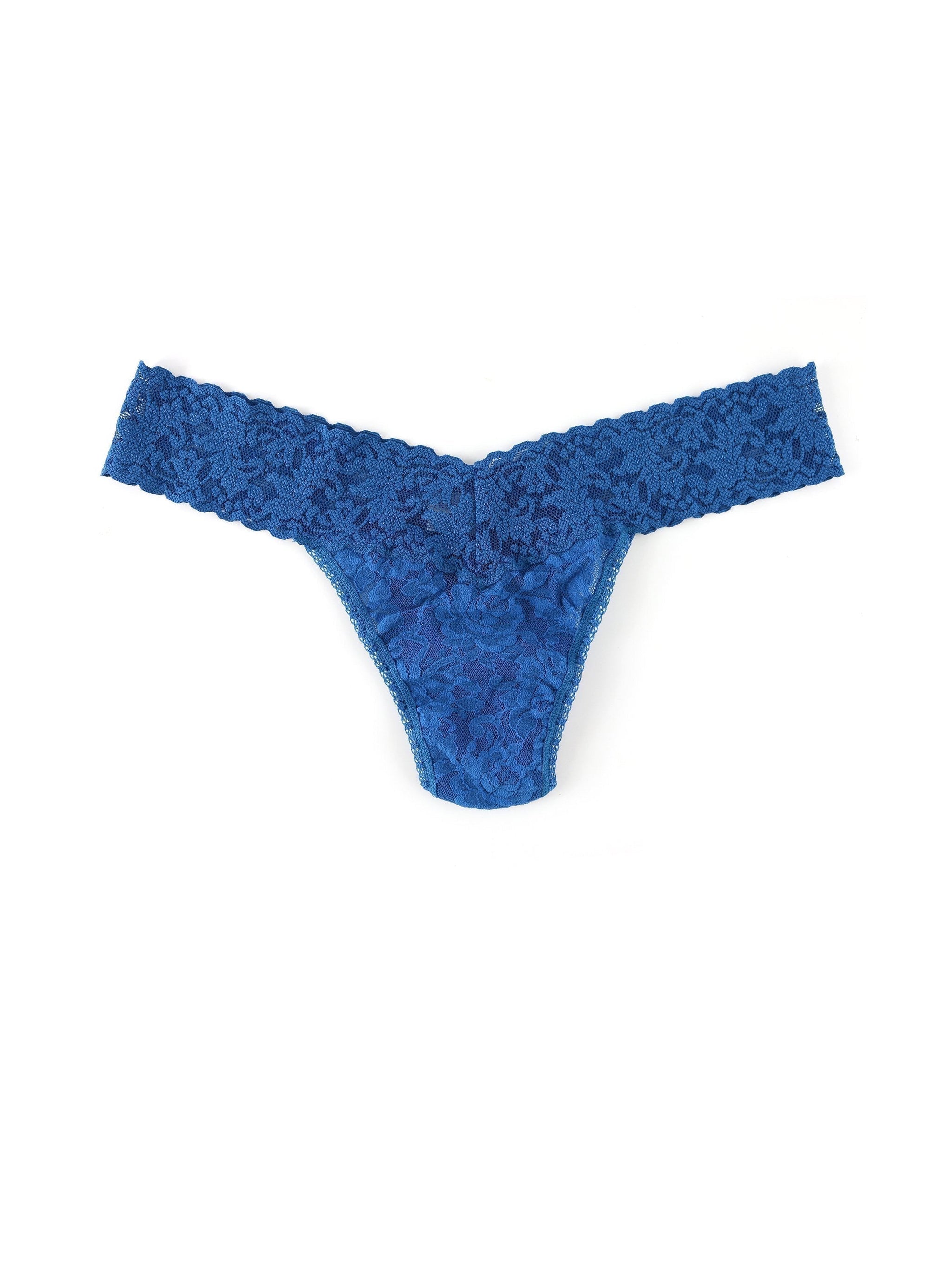 Signature Lace Low Rise Thong Beguiling Blue