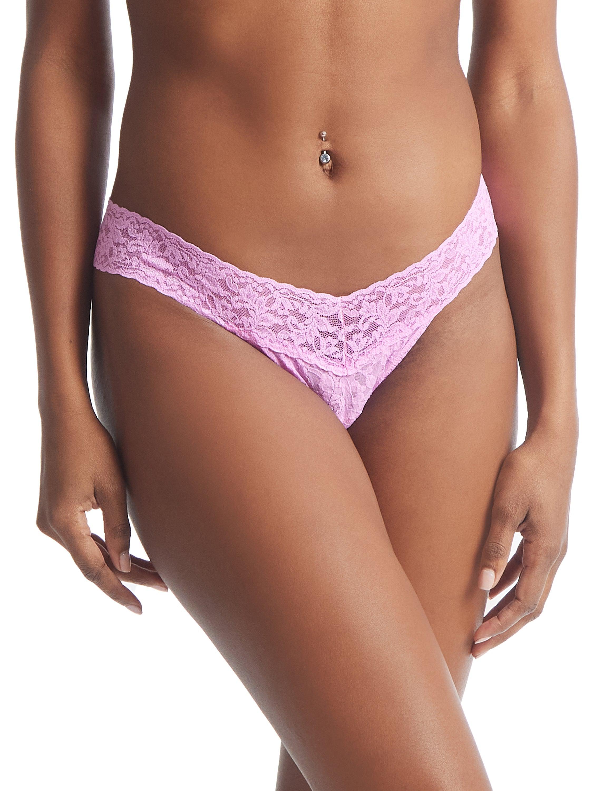 Signature Lace Low Rise Thong Drifting Horizon Pink