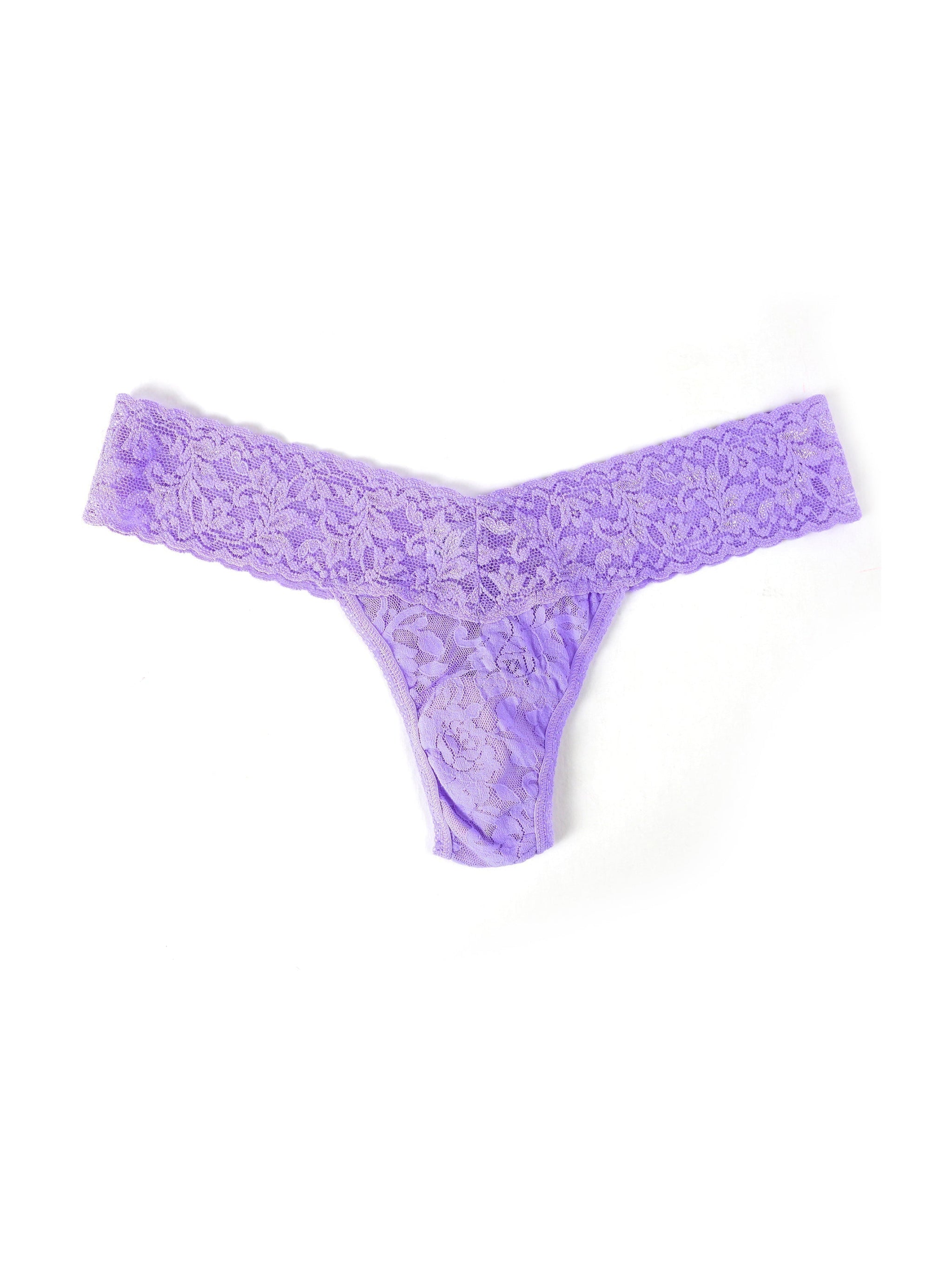 Signature Lace Low Rise Thong Electric Orchid Purple Sale