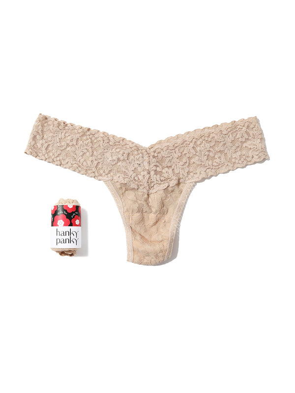 Signature Lace Low Rise Thong Fortune Cookie Chai