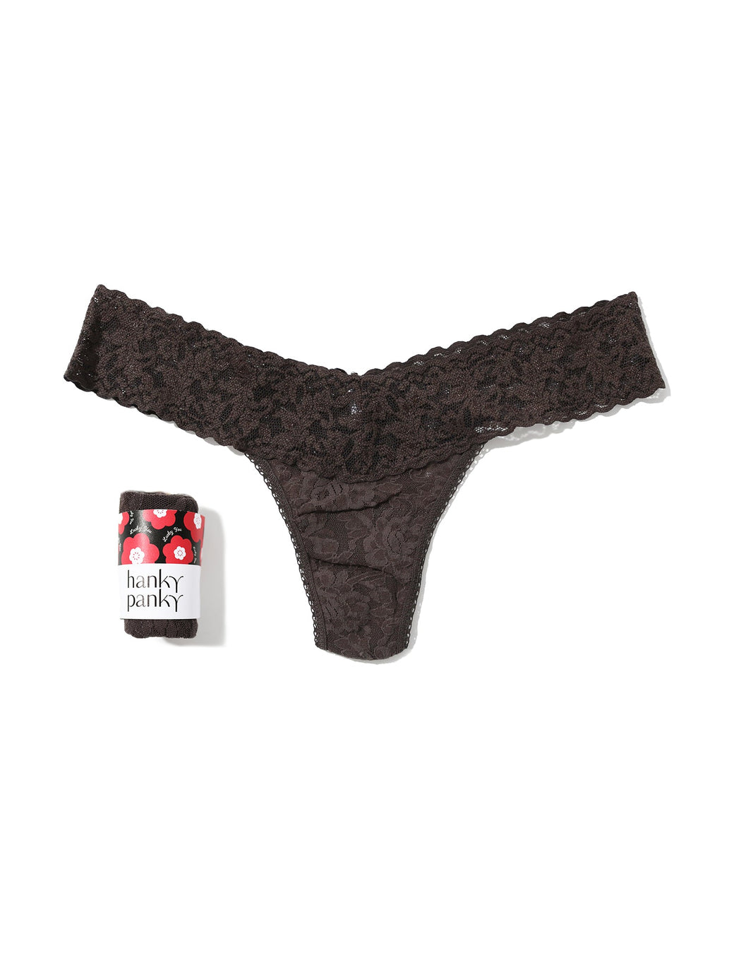 Signature Lace Low Rise Thong Fortune Cookie Granite