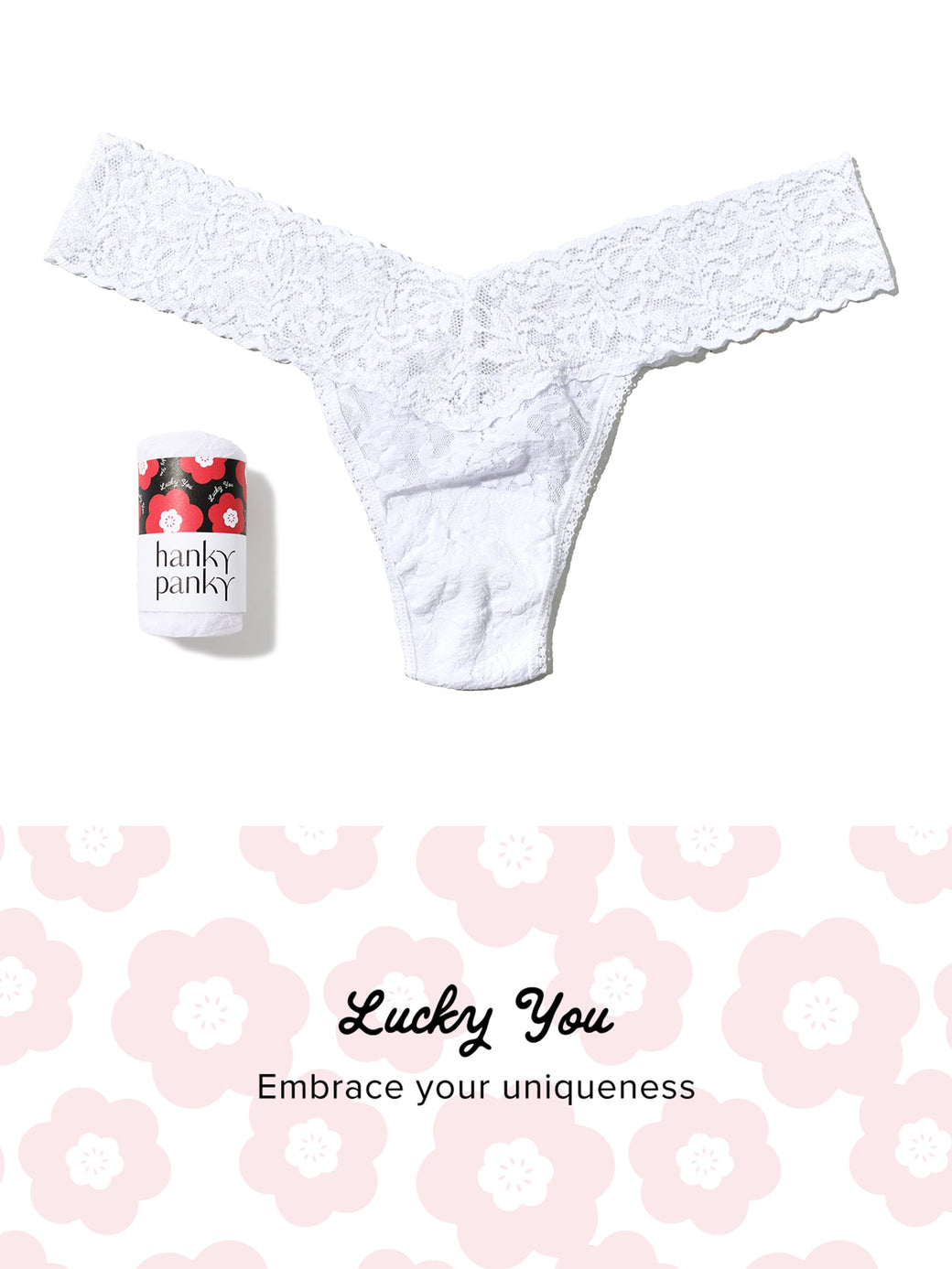 Signature Lace Low Rise Thong Fortune Cookie White