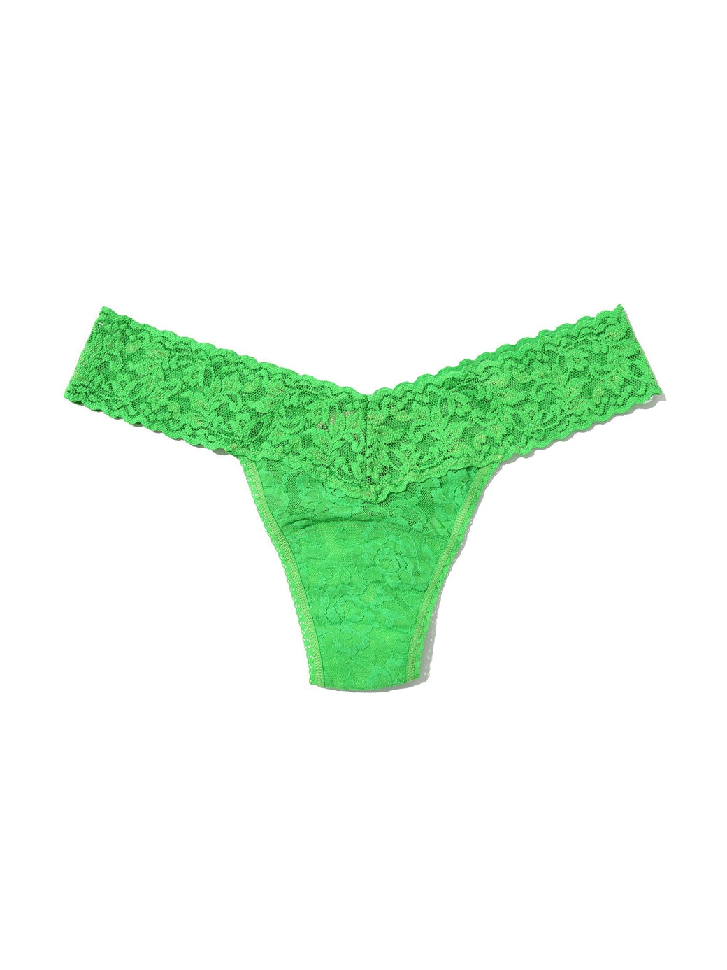 Signature Lace Low Rise Thong Four Leaf Clover Green