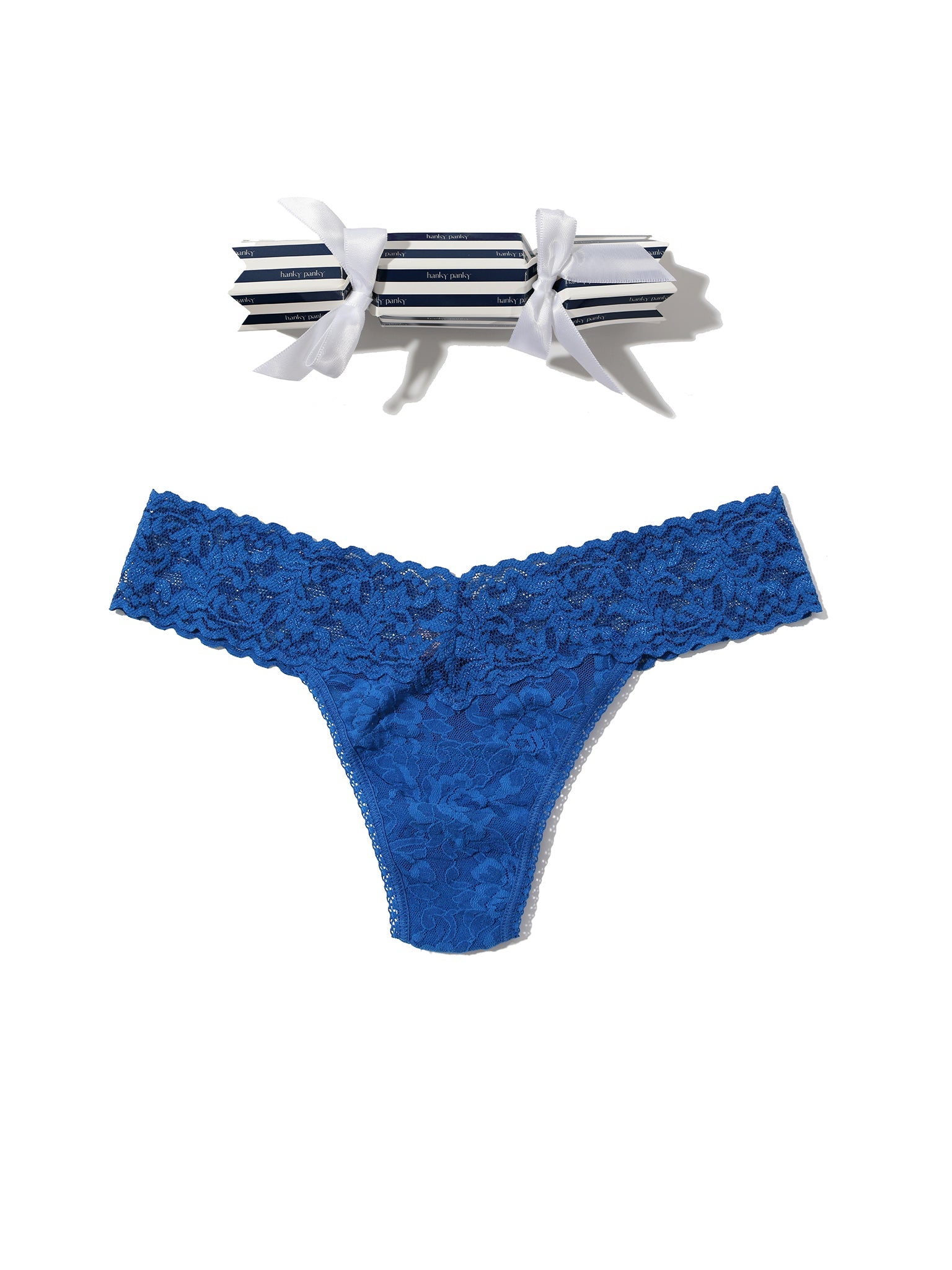 Signature Lace Low Rise Thong Holiday Cracker Deep Dive Blue