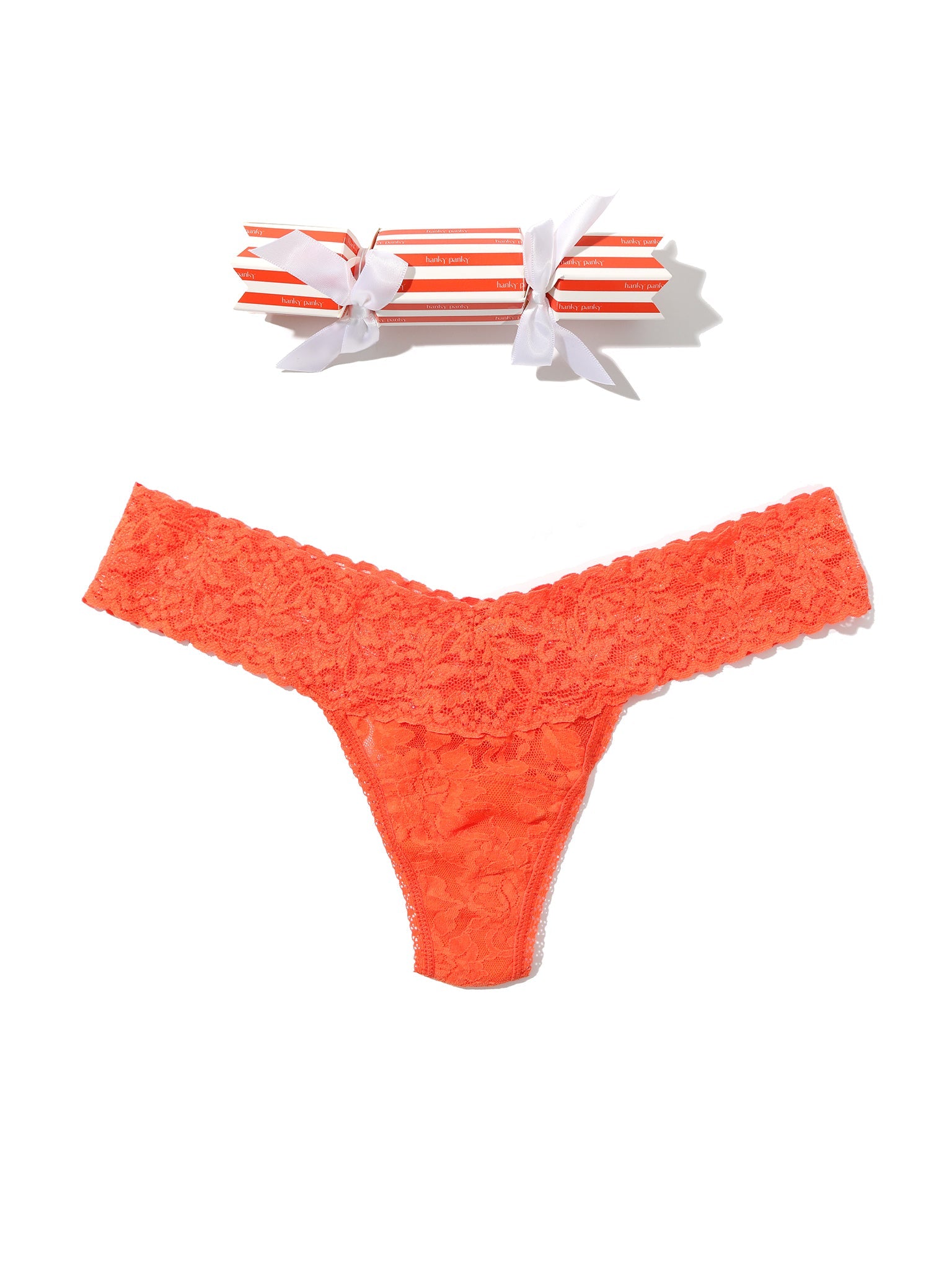 Signature Lace Low Rise Thong Holiday Cracker Orange Sparkle