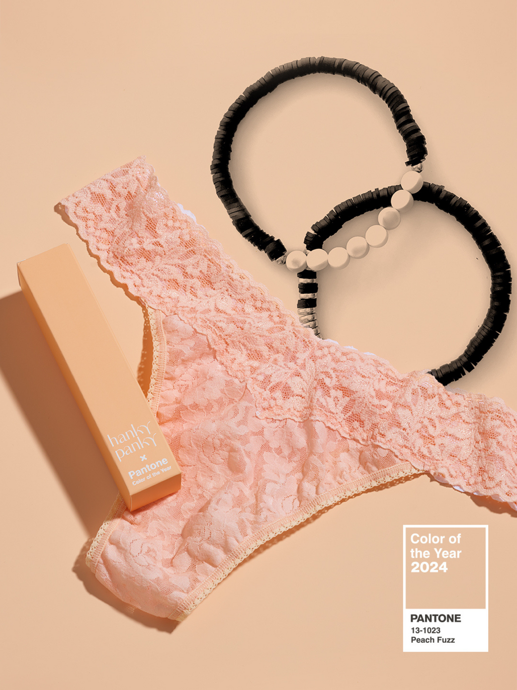 Signature Lace Low Rise Thong | PANTONE 13-1023 Peach Fuzz