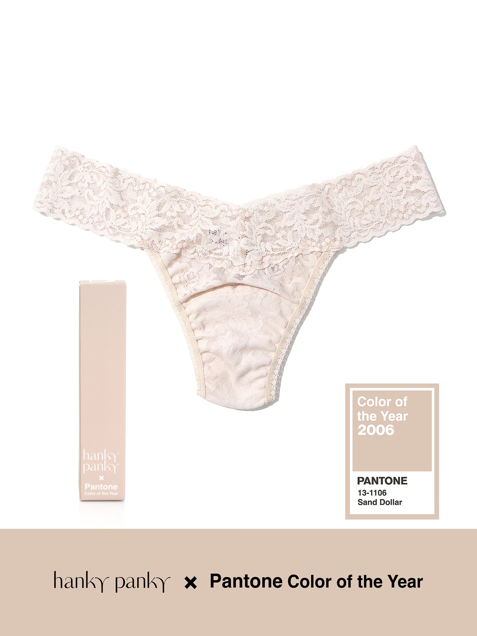 Signature Lace Low Rise Thong | PANTONE 13-1106 Sand Dollar