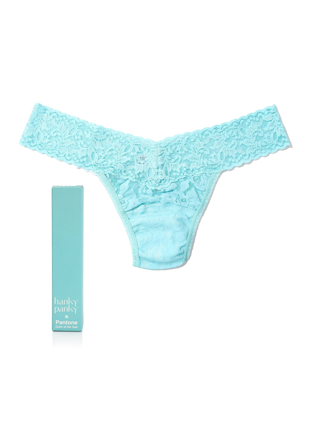 Signature Lace Low Rise Thong | PANTONE 14-4811 Aqua Sky