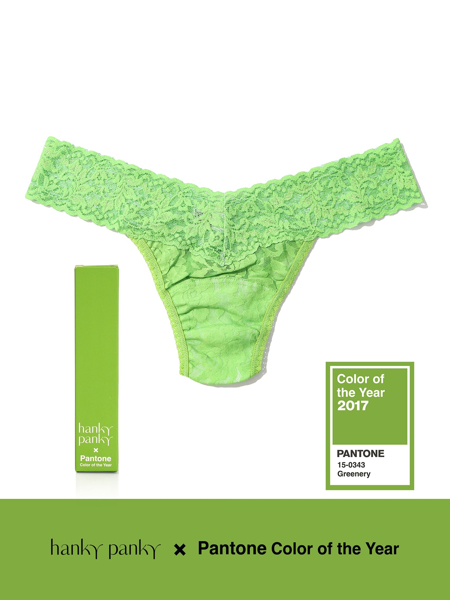 Signature Lace Low Rise Thong | PANTONE 15-0343 Greenery