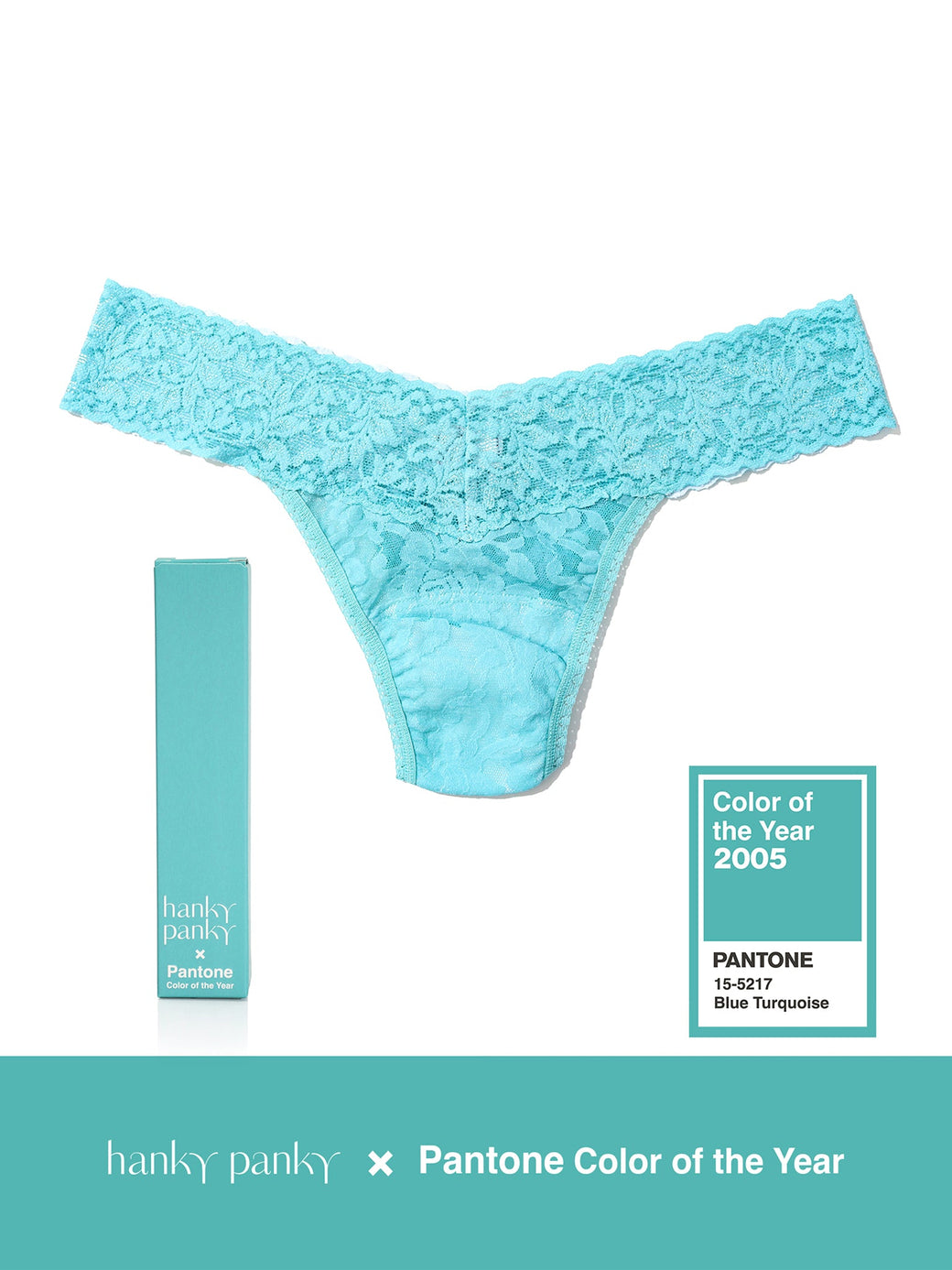 Signature Lace Low Rise Thong | PANTONE 15-5217 Blue Turquoise