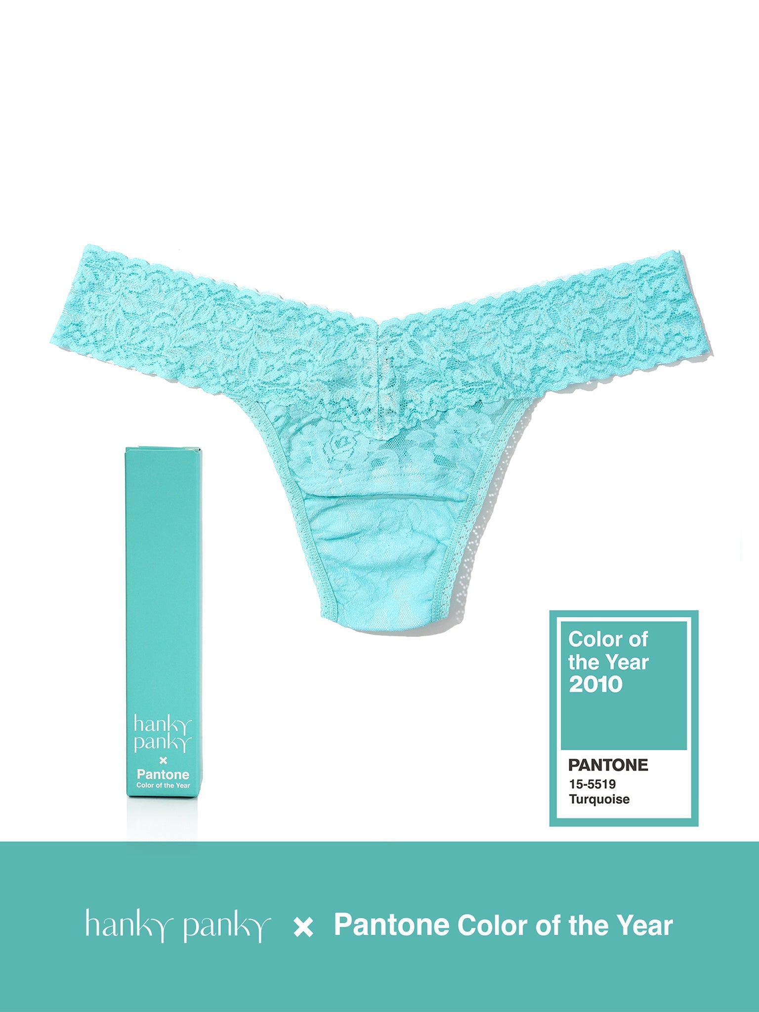 Signature Lace Low Rise Thong | PANTONE 15-5519 Turquoise