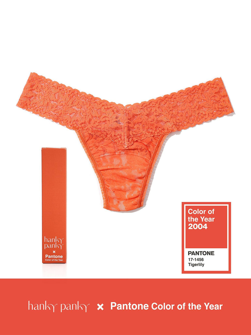 Signature Lace Low Rise Thong | PANTONE 17-1456 Tigerlily