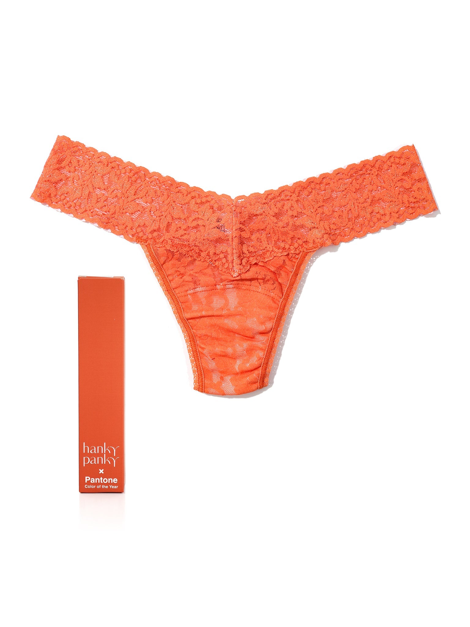 Signature Lace Low Rise Thong | PANTONE 17-1456 Tigerlily