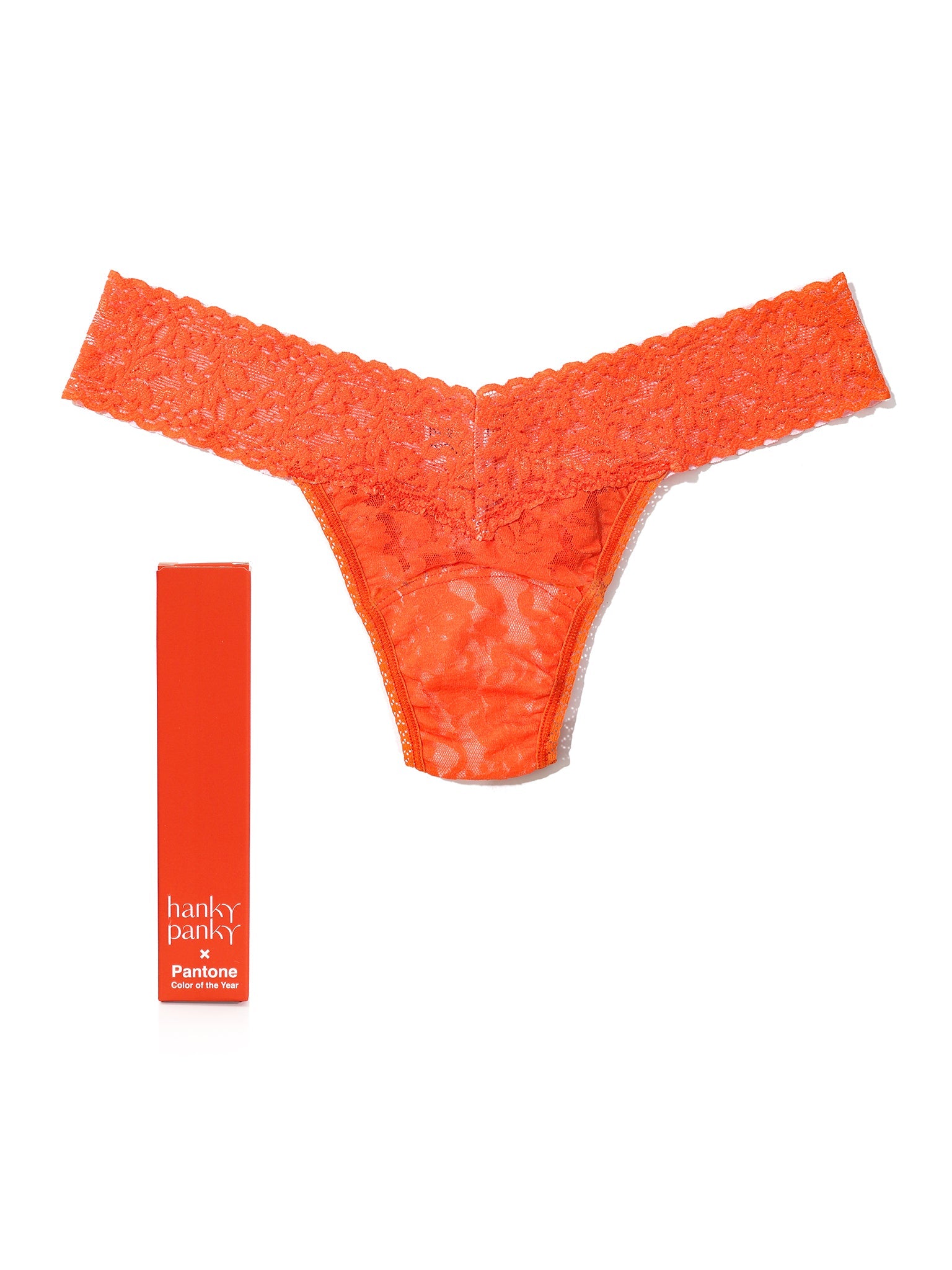 Signature Lace Low Rise Thong | PANTONE 17-1463 Tangerine Tango