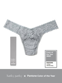 Signature Lace Low Rise Thong | PANTONE 17-5104 Ultimate Grey