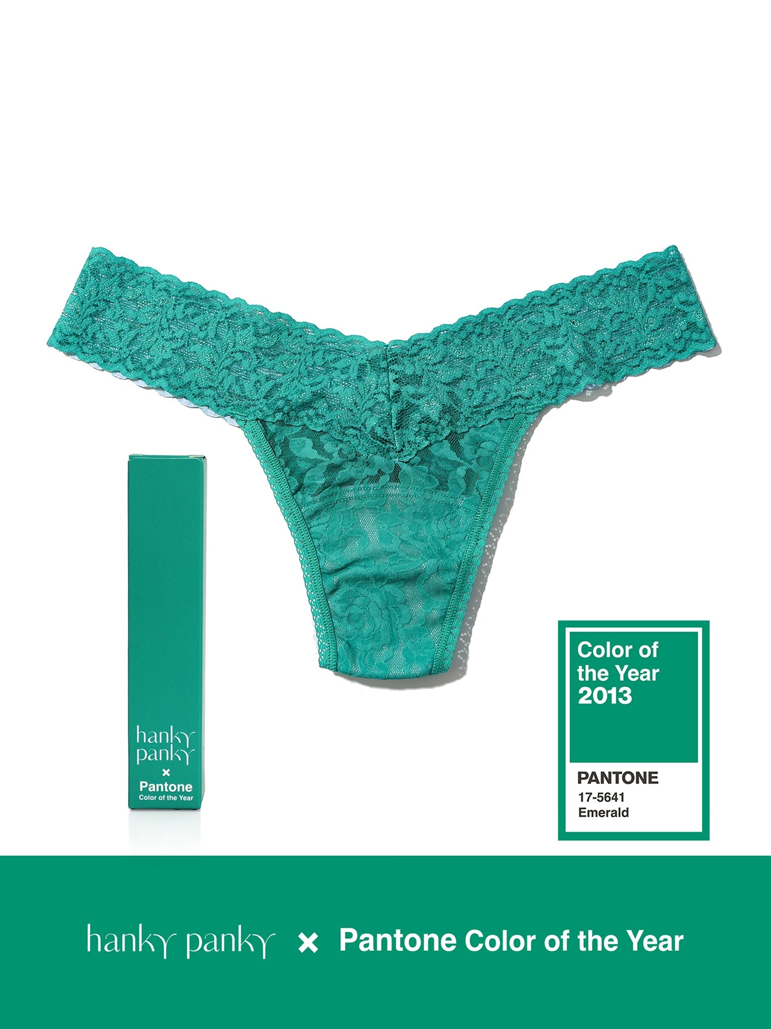 Signature Lace Low Rise Thong | PANTONE 17-5641 Emerald