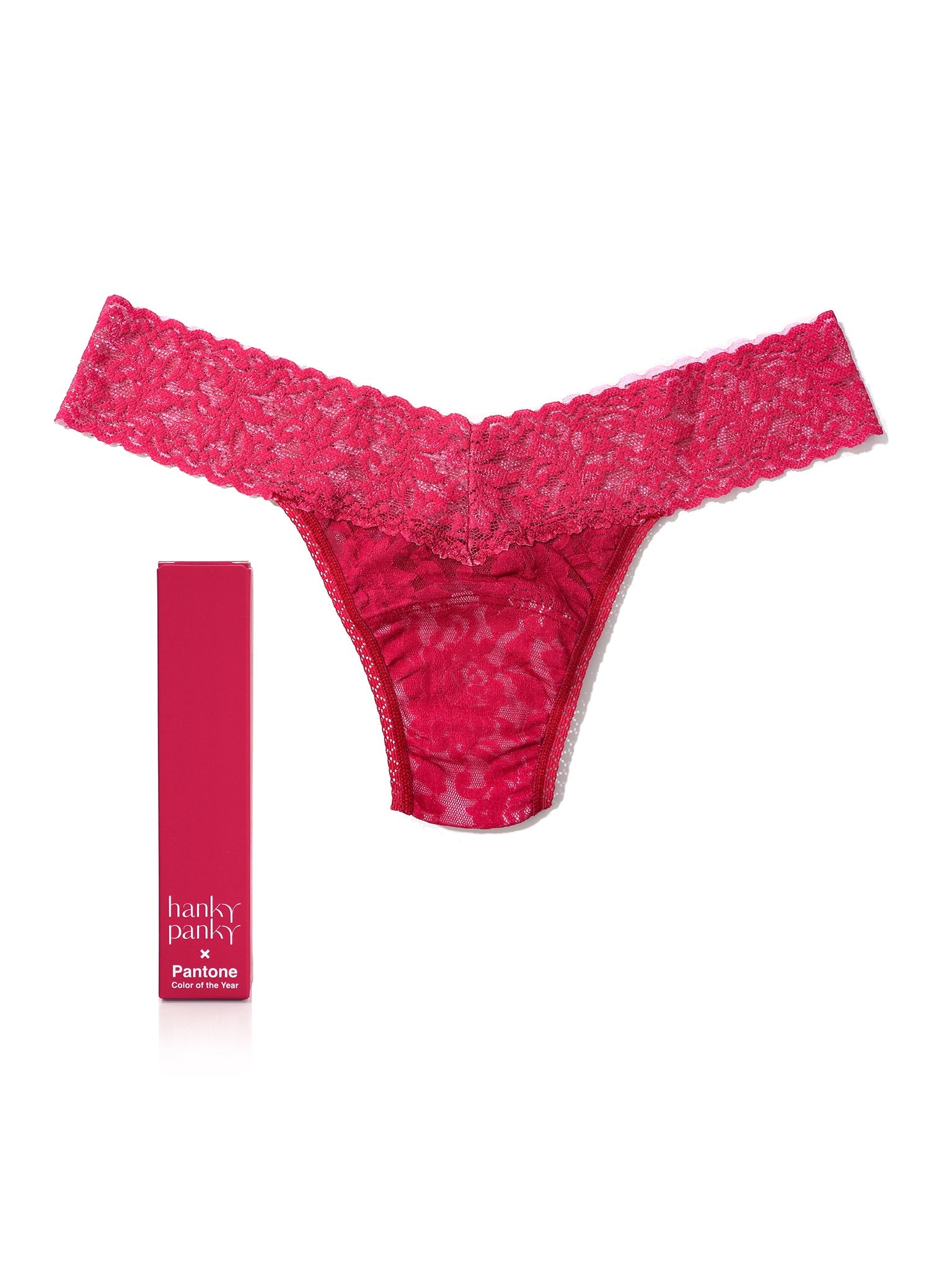 Signature Lace Low Rise Thong | PANTONE 18-1750 Viva Magenta