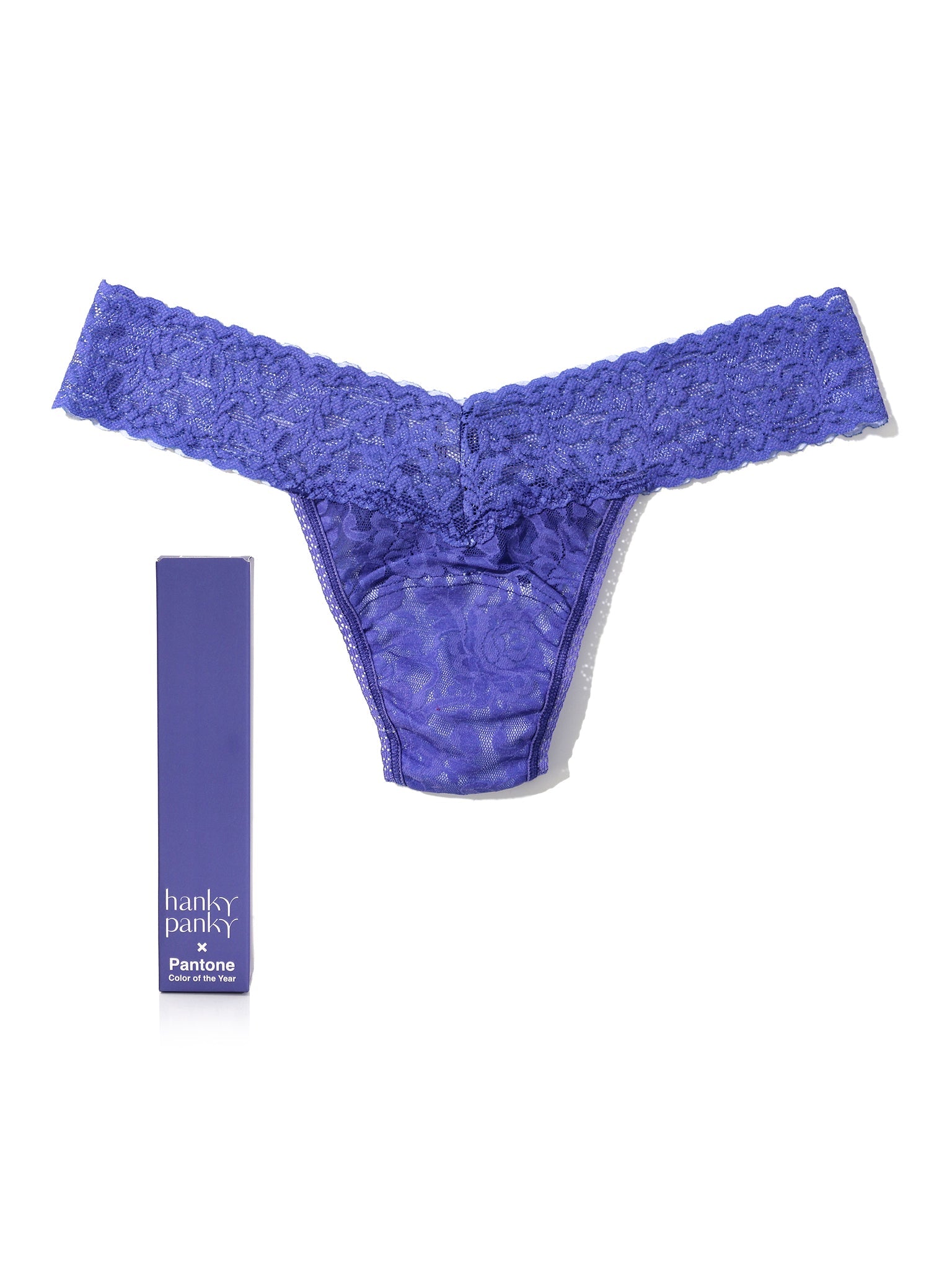 Signature Lace Low Rise Thong | PANTONE 18-3943 Blue Iris