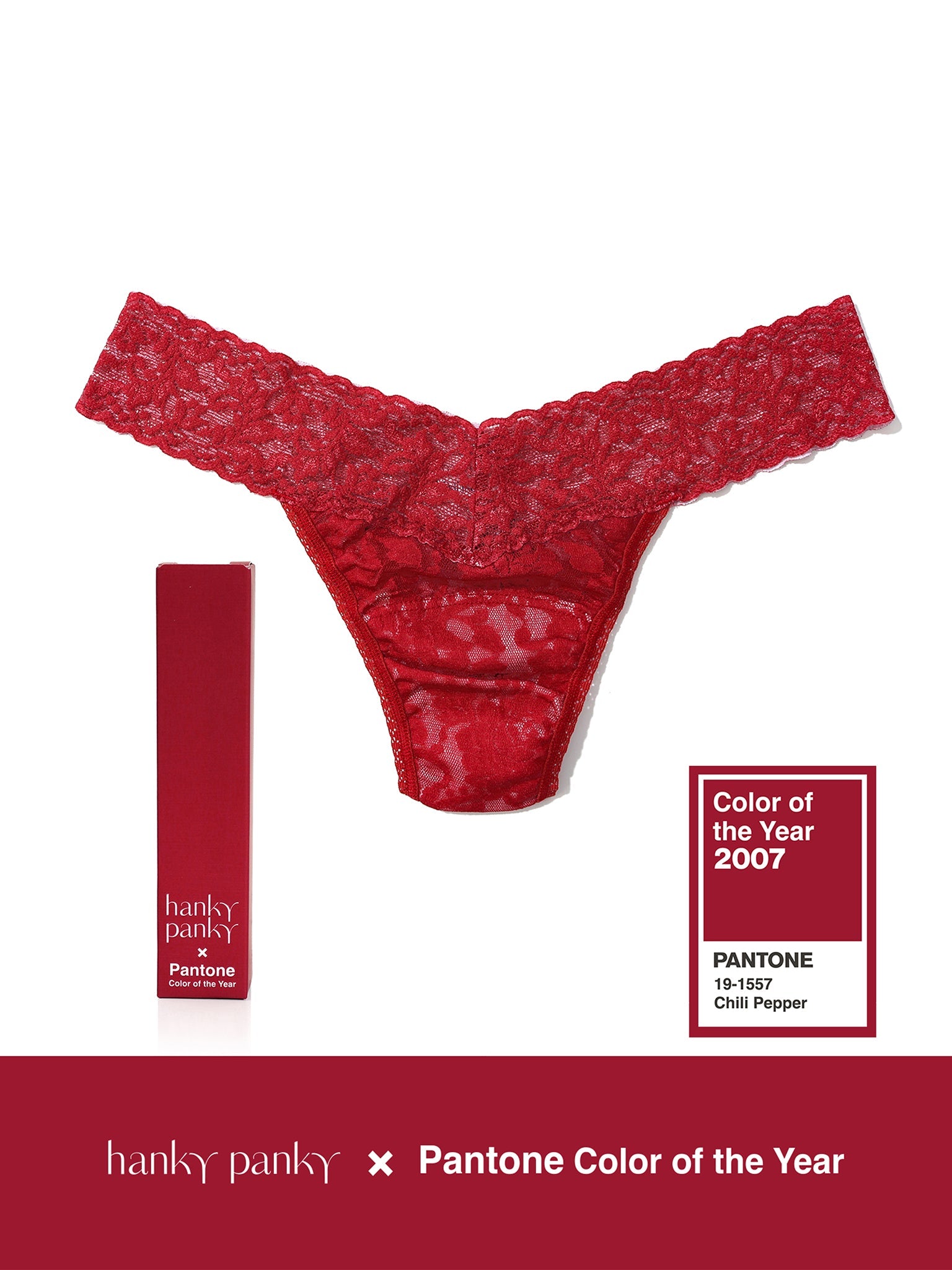 Signature Lace Low Rise Thong | PANTONE 19-1557 Chili Pepper