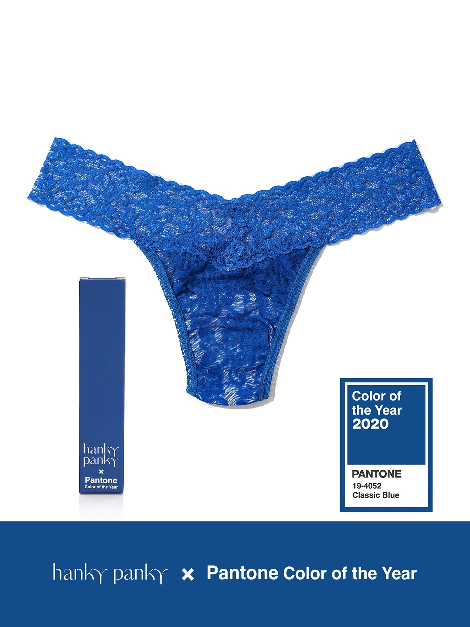 Signature Lace Low Rise Thong | PANTONE 19-4052 Classic Blue