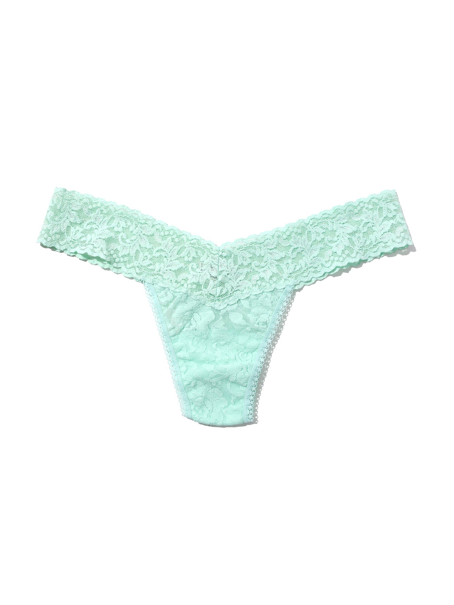 Signature Lace Low Rise Thong Pistachio